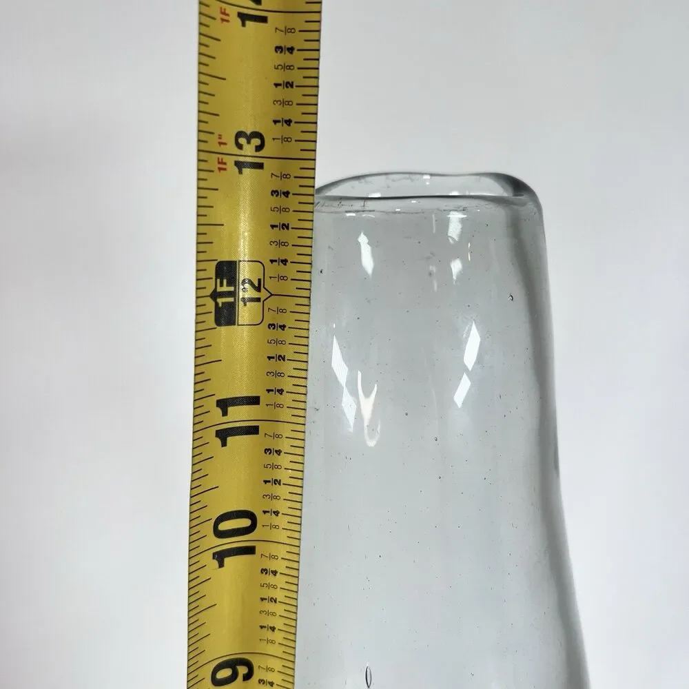 West Elm Modern Clear Smoke Gray Recycled Glass Vase Hand Blown 12‎ 3/4”